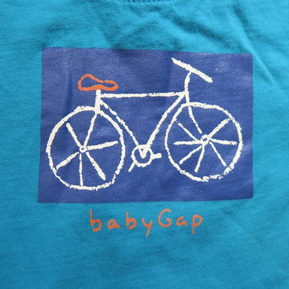 BabyGap Blue Onesie w/Bicycle-Bike on the Front  Sz 18-24 months  NWT - Picture 3 of 7